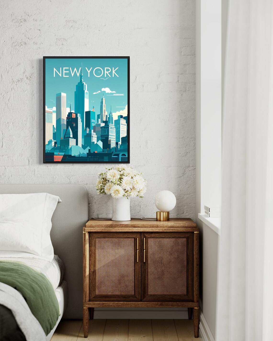 New York City Manhattan Skyline Daytime Vintage Travel Poster - Image 3