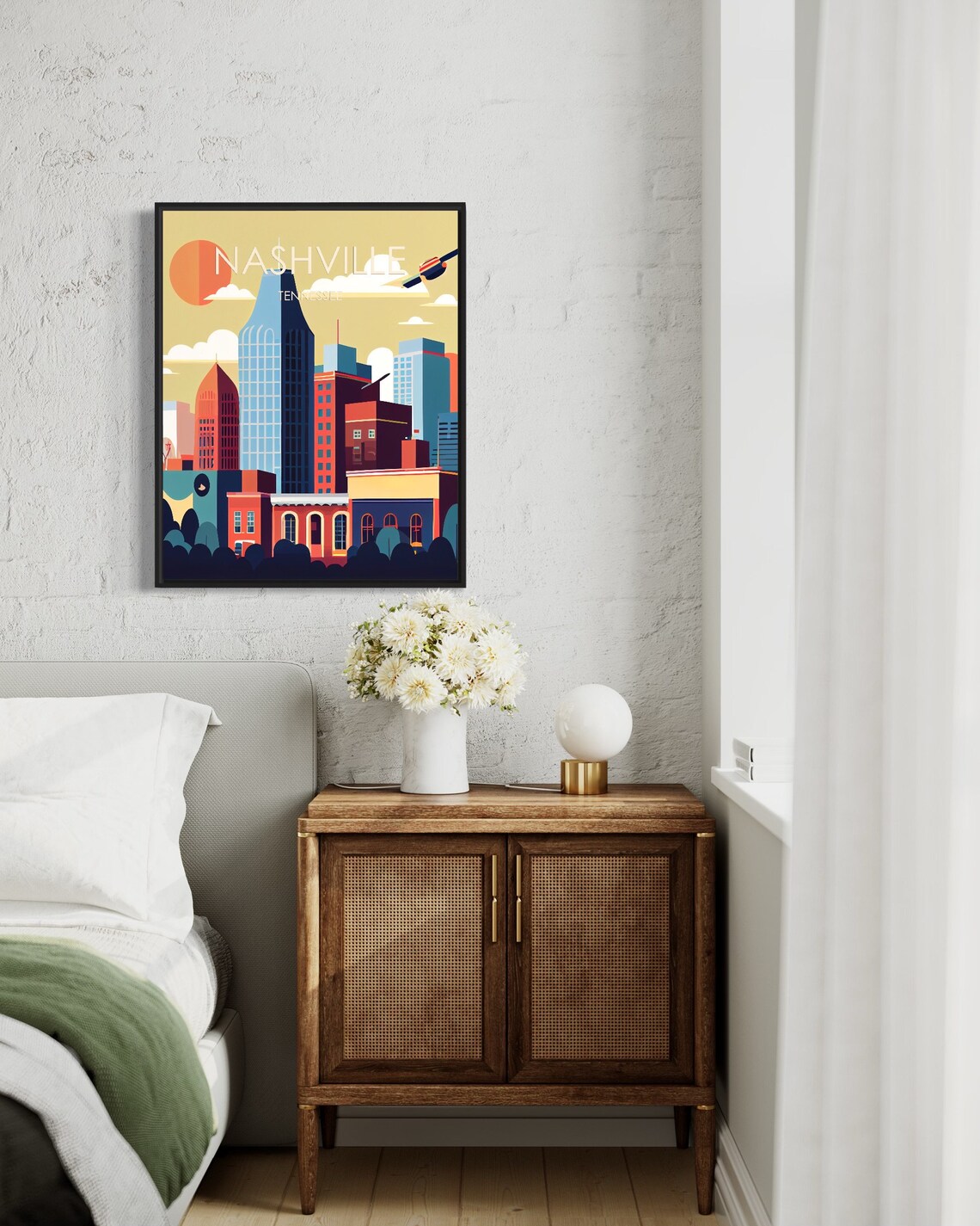 Nashville Tennessee Skyline Sunset Skyscrapers Retro Music Poster - Image 3