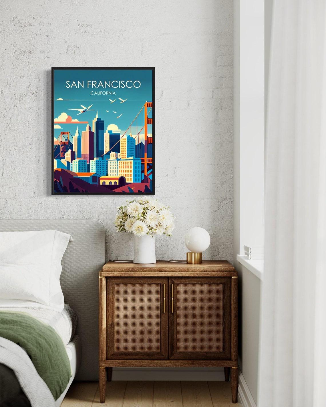 San Francisco California Golden Gate Bridge Skyline Travel Poster - Image 2