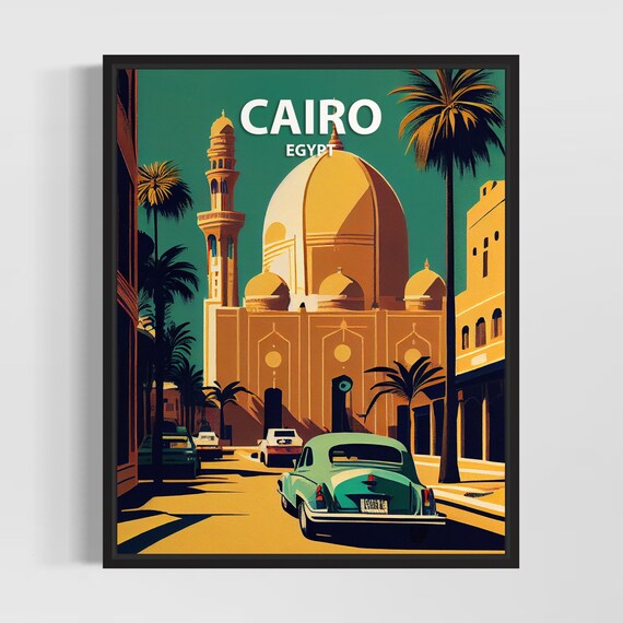 Cairo Retro Art Print Cairo Wall Art Illustration Cairo Vintage Minimal Design Poster
