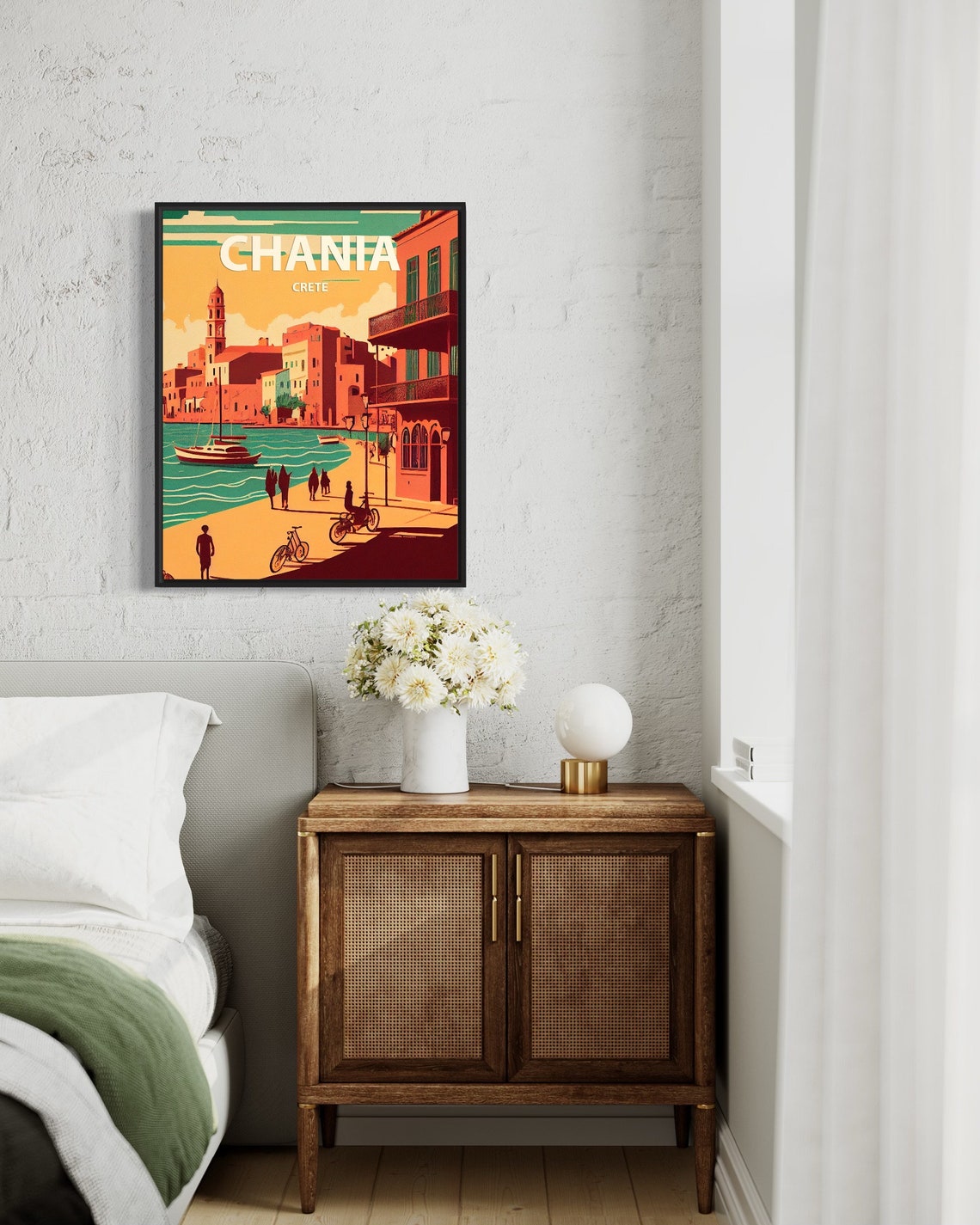 Chania Crete Old Venetian Harbor Sunset Nostalgic Retro Poster - Image 3