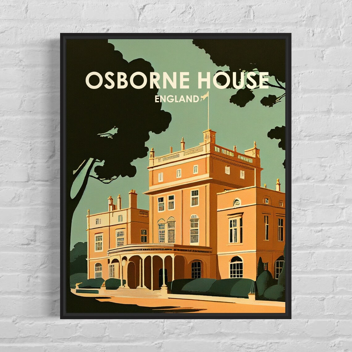 Osborne House England Royal Residence Garden Vintage Travel Poster