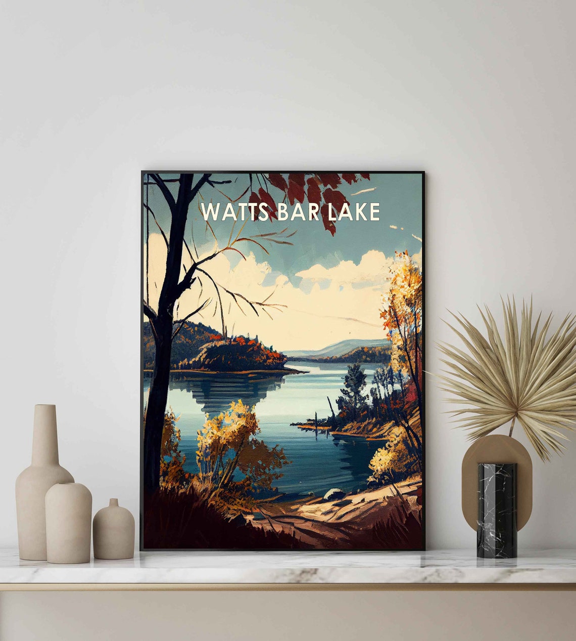 Watts Bar Lake Tennessee Autumn Shoreline Serene Vintage Poster - Image 3