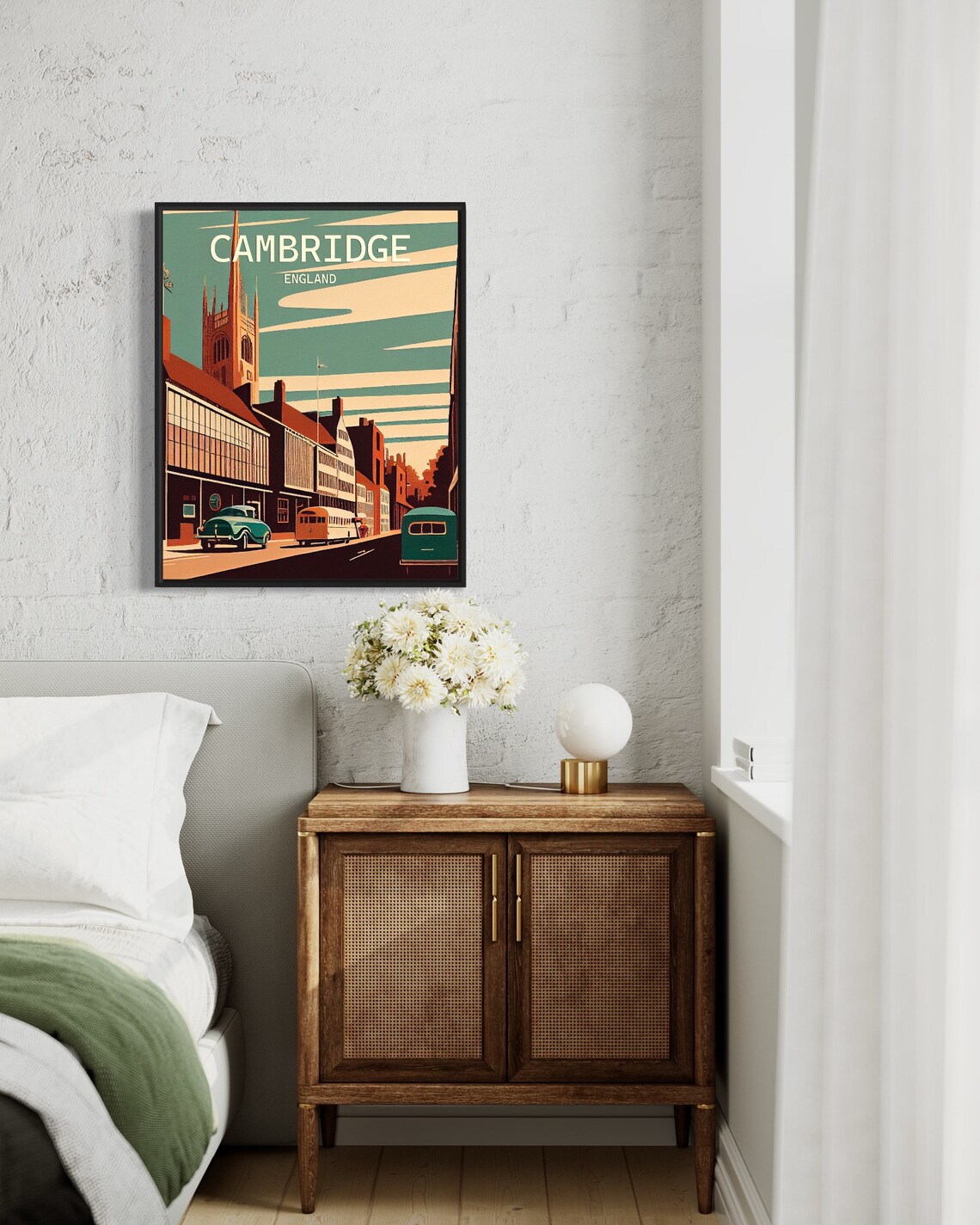 Cambridge England Historic Street College Town Retro Travel Poster - Image 3