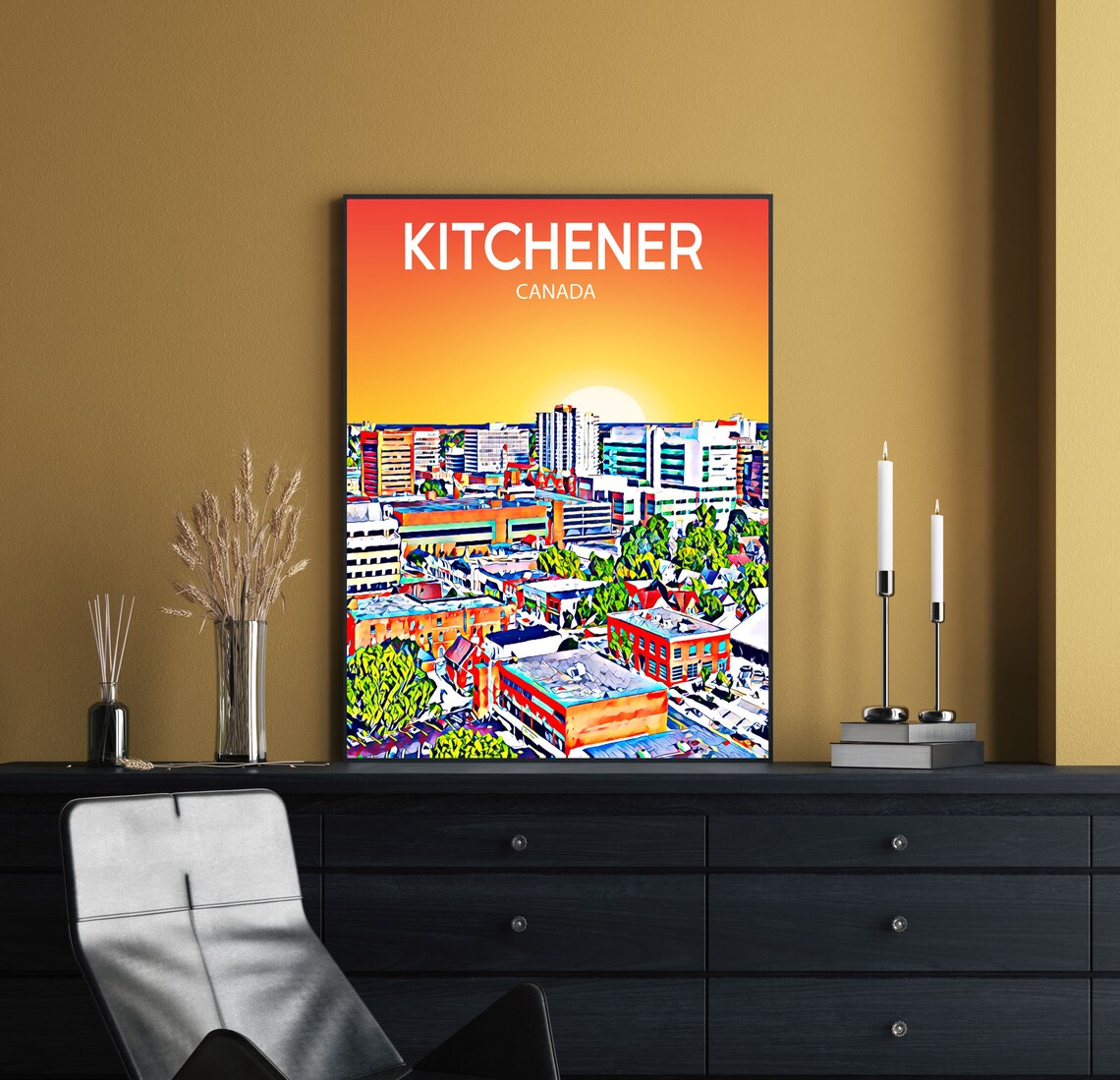 Kitchener Canada Sunset Skyline Vibrant Cityscape Art Poster - Image 2
