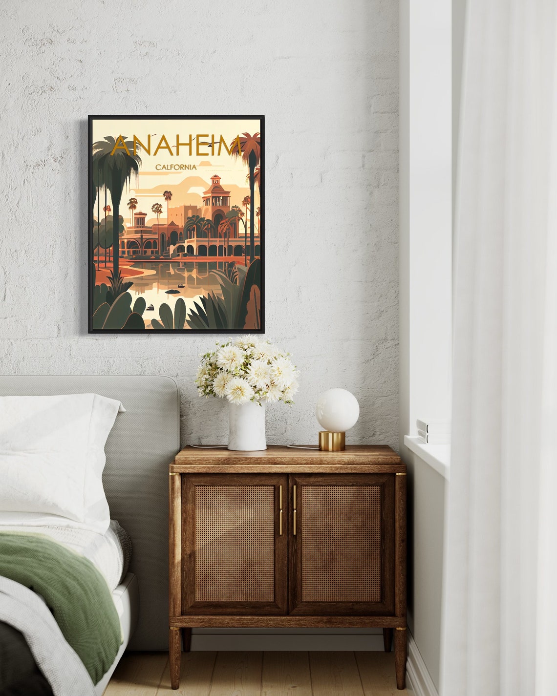 Anaheim California Palm Trees Mission Sunset Retro Travel Poster - Image 3