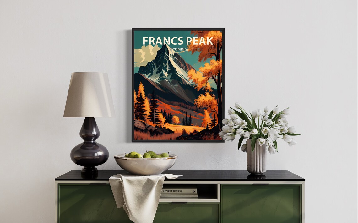 Francs Peak Wyoming Jagged Snow Summit Golden Aspen Art Poster - Image 3
