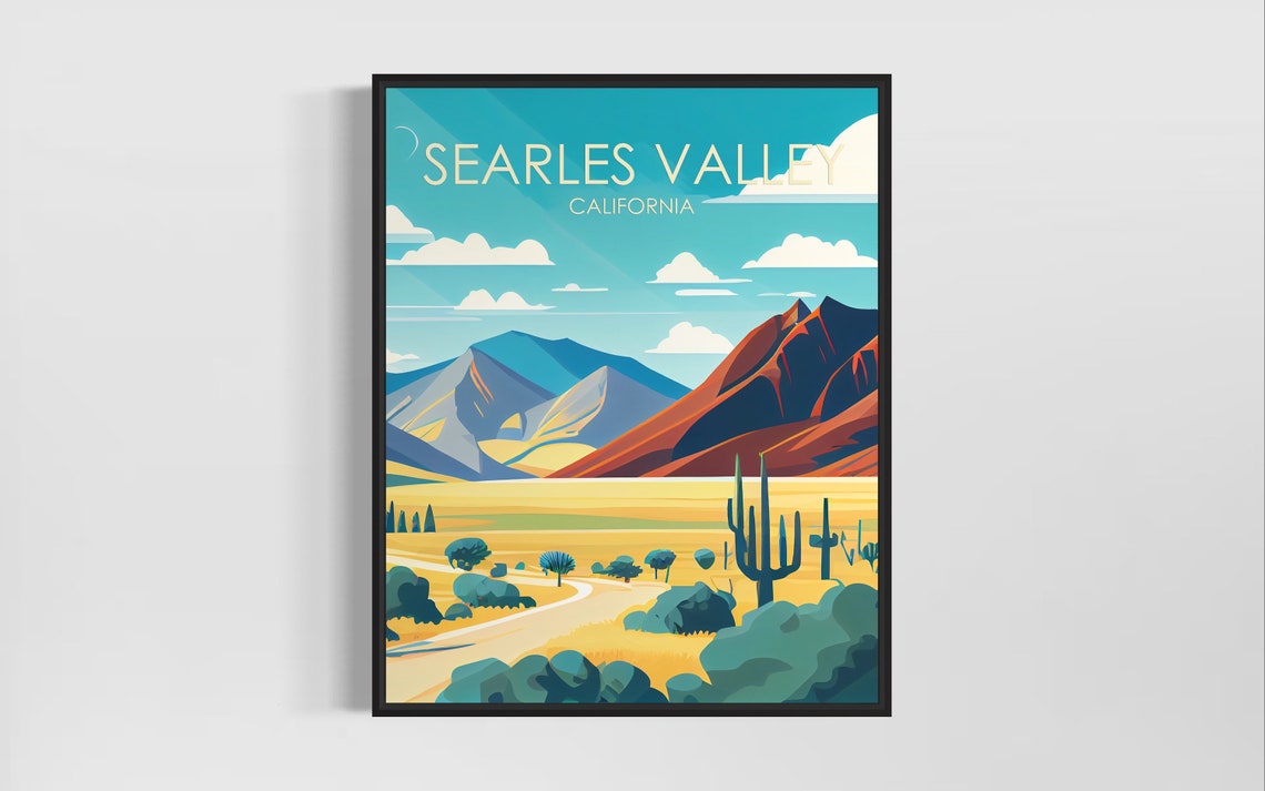Searles Valley California Desert Cacti Mountain View Poster Artwork