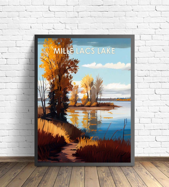 Mille Lacs Lake Retro Art Print Mille Lacs Lake Wall Art Illustration Mille Lacs Lake Vintage 1960s Design Poster Artwork