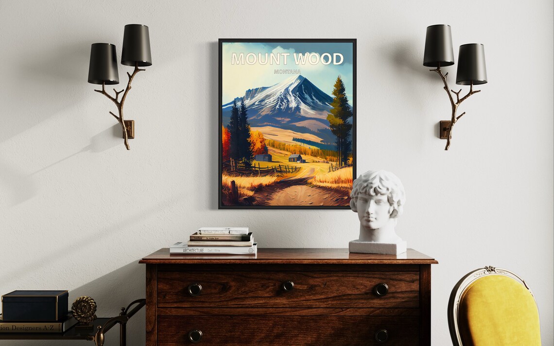 Mount Wood Montana Snowy Summit Ranch Valley Golden Hour Poster - Image 3