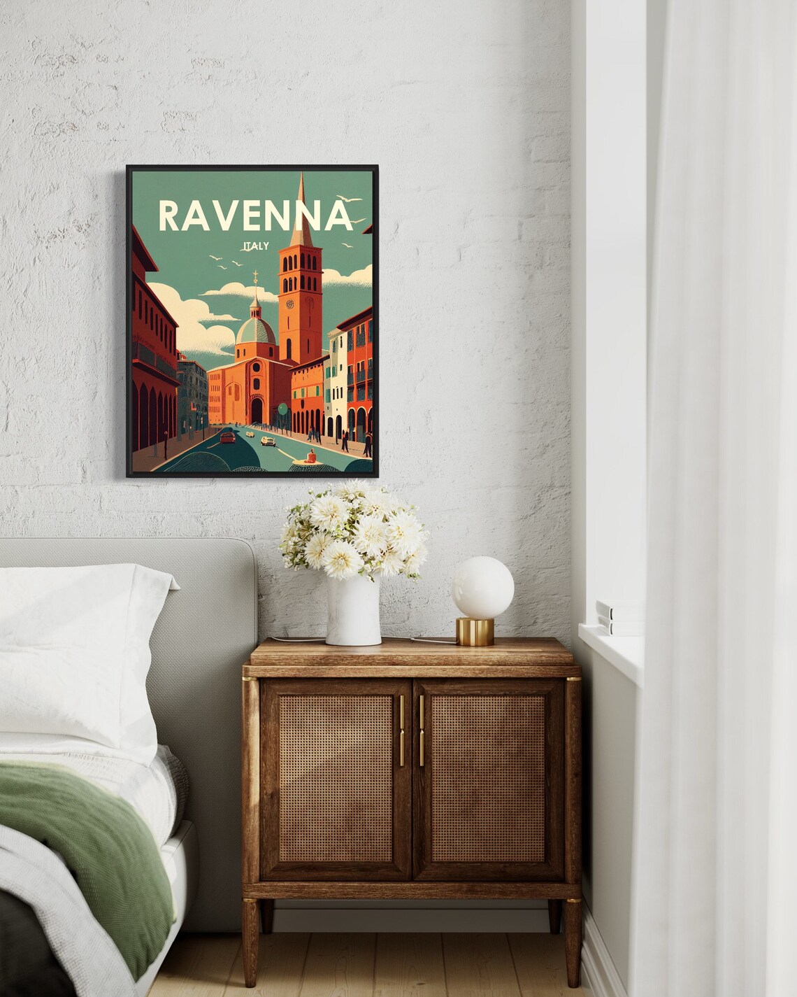 Ravenna Italy Church Bell Tower Street Scene Retro City Poster - Image 3