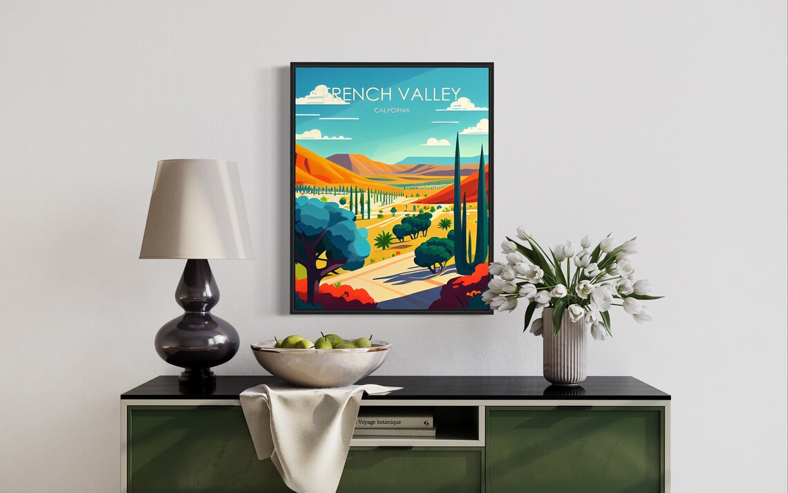 French Valley California Poster with Cypress Trees and Hills - Image 2