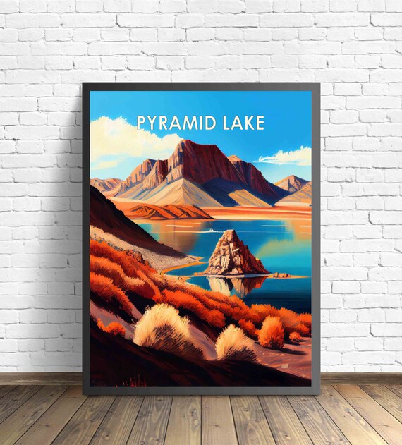 Pyramid Lake Nevada Retro Art Print Pyramid Lake Nevada Wall Art Illustration Pyramid Lake Nevada Vintage 1960s Design Poster Artwork