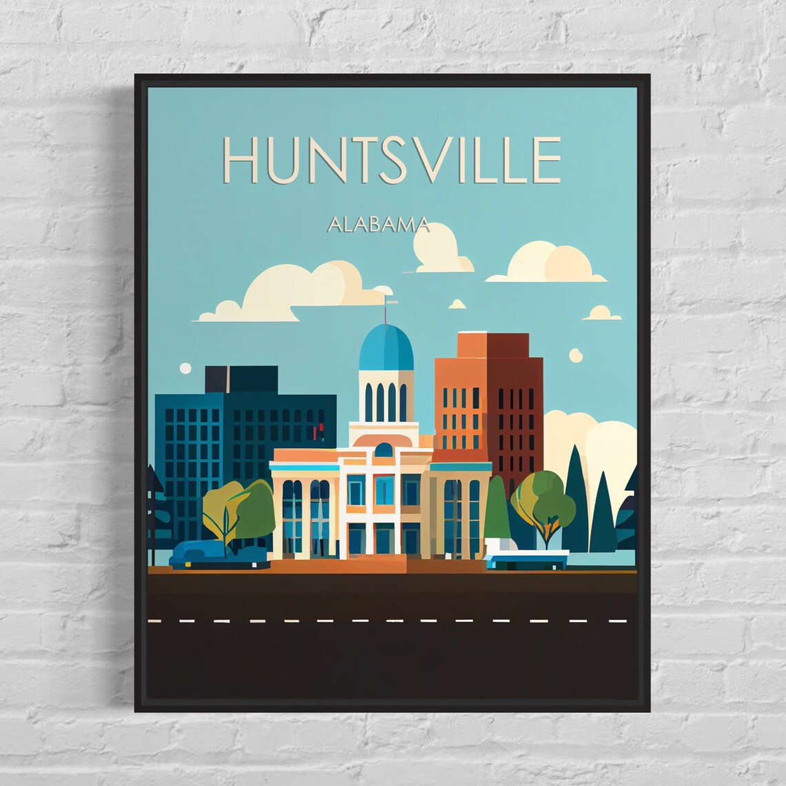 Huntsville Alabama Historic Domed City Hall Building Art Poster