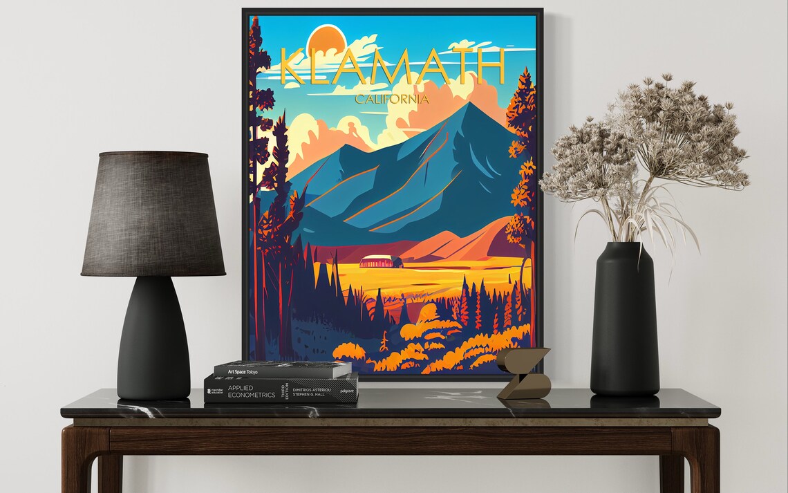 Klamath California Towering Mountain Valley Golden Forest Poster - Image 3