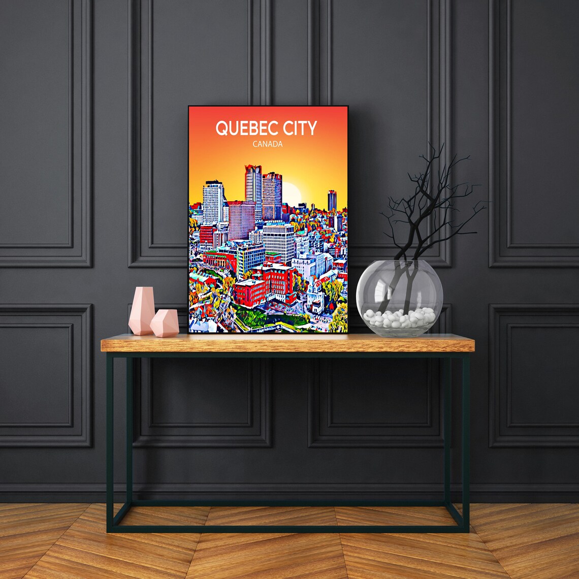 Quebec City Canada Sunset Skyline Old Town Urban Towers Art Poster - Image 3