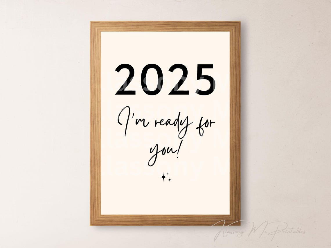 2025 Im Ready For You Bold Black Script Modern New Year Poster - Image 2