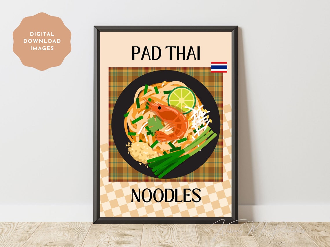 Pad Thai Noodles Shrimp Lime Thai Food Kitchen Wall Art Decor - Image 4