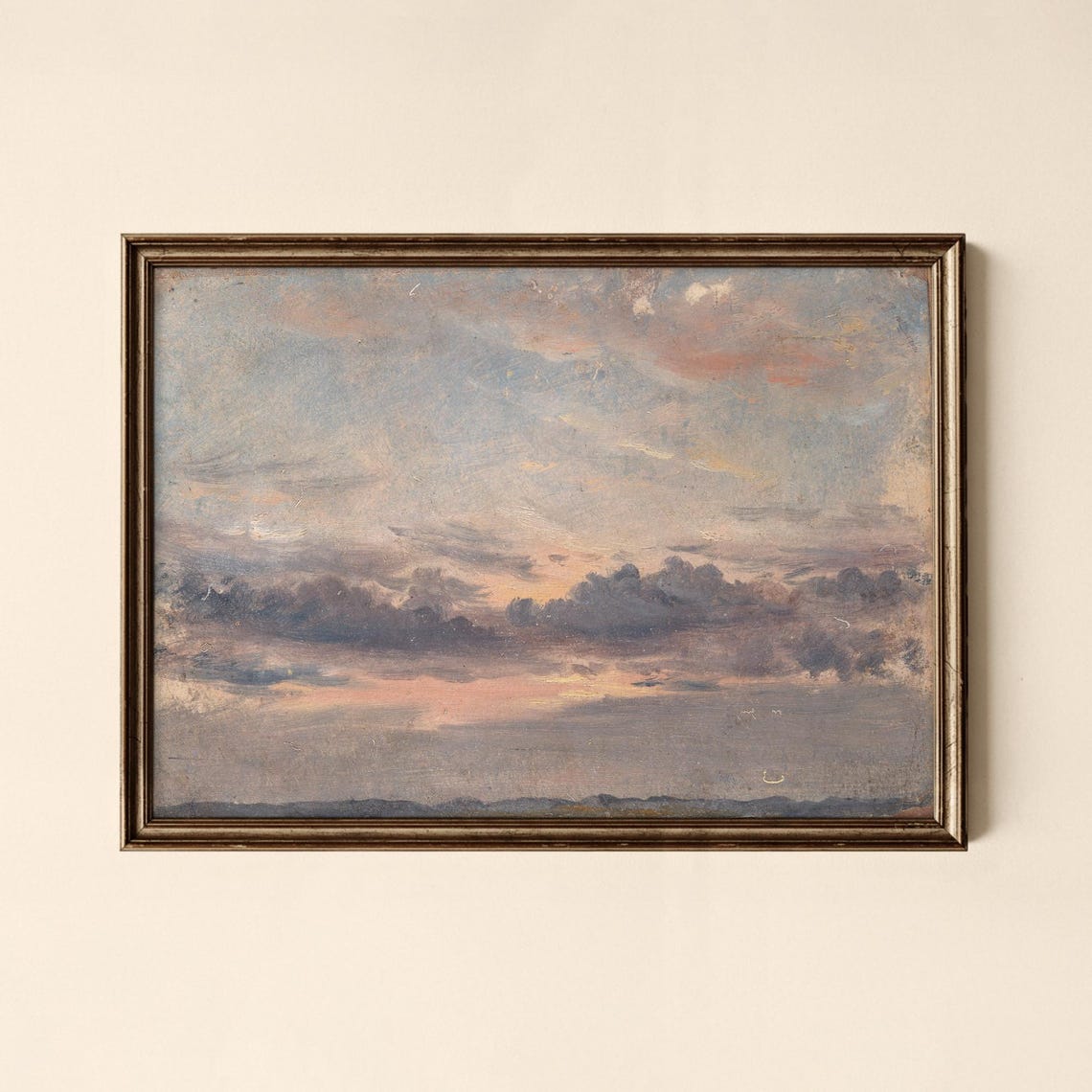 Vintage Moody Dusky Sunset Cloud Study Romantic Painting Print