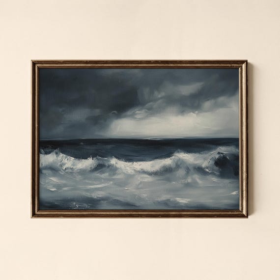 Vintage Seascape Print Moody Coastal Art Gallery Wall Collected Prints Cpl478