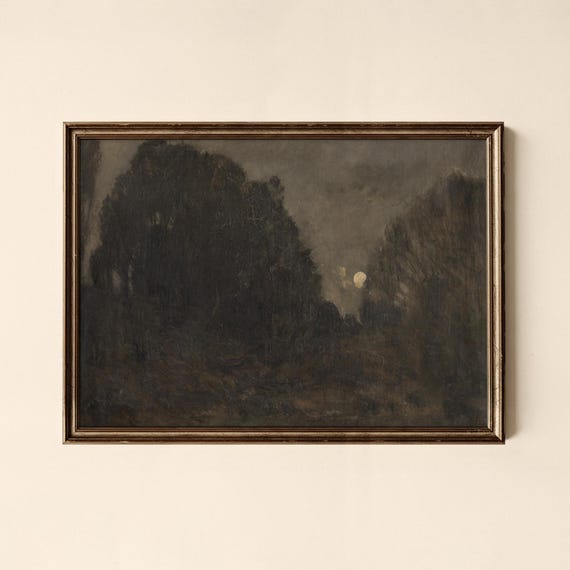 Vintage Bedroom Wall Art Moonlit Forest Print Moody Coastal Collected Prints Cpl106