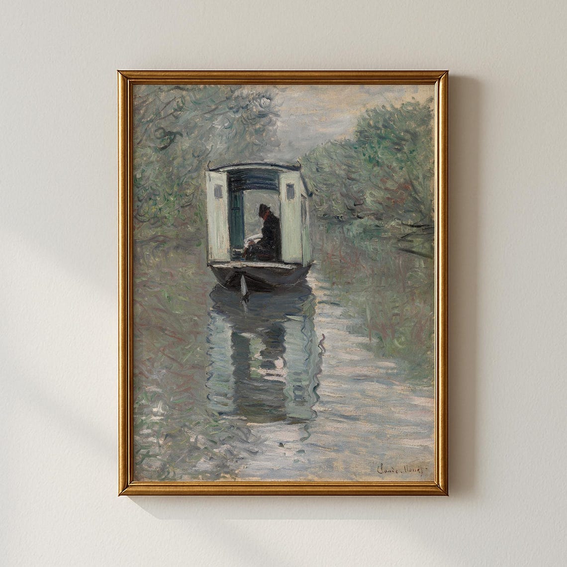 Claude Monet The Studio Boat on the Seine Impressionist Print