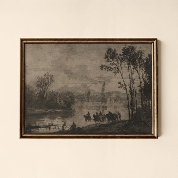 Vintage River Landscape Print Living Room Decor Collected Prints Cpl177