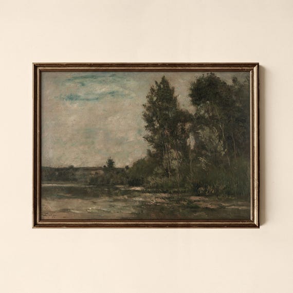 Vintage Riverside Trees Print Living Room Decor Collected Prints Cpl103