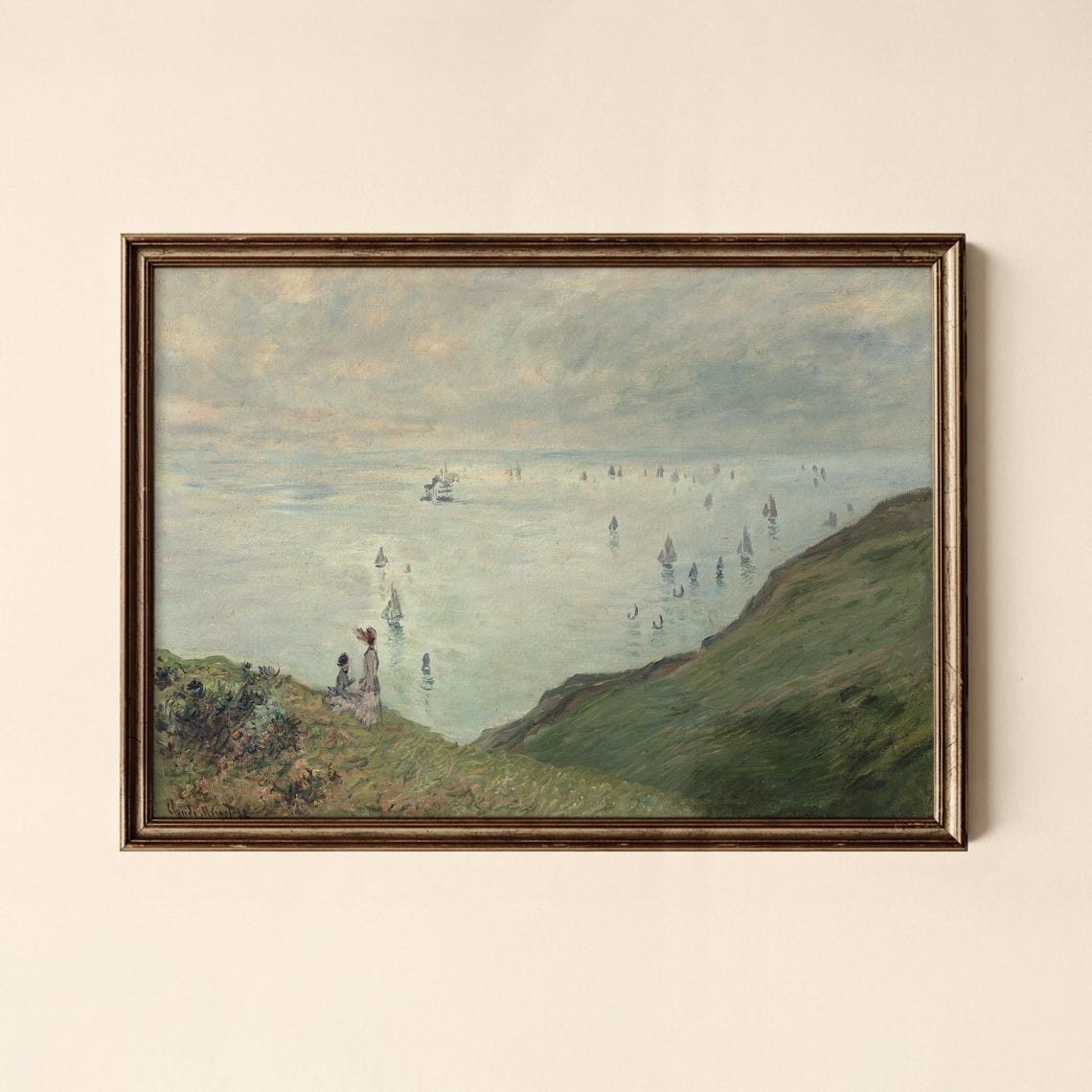 Monet Cliffs At Pourville Sailboats Normandy Coastal Scene Poster
