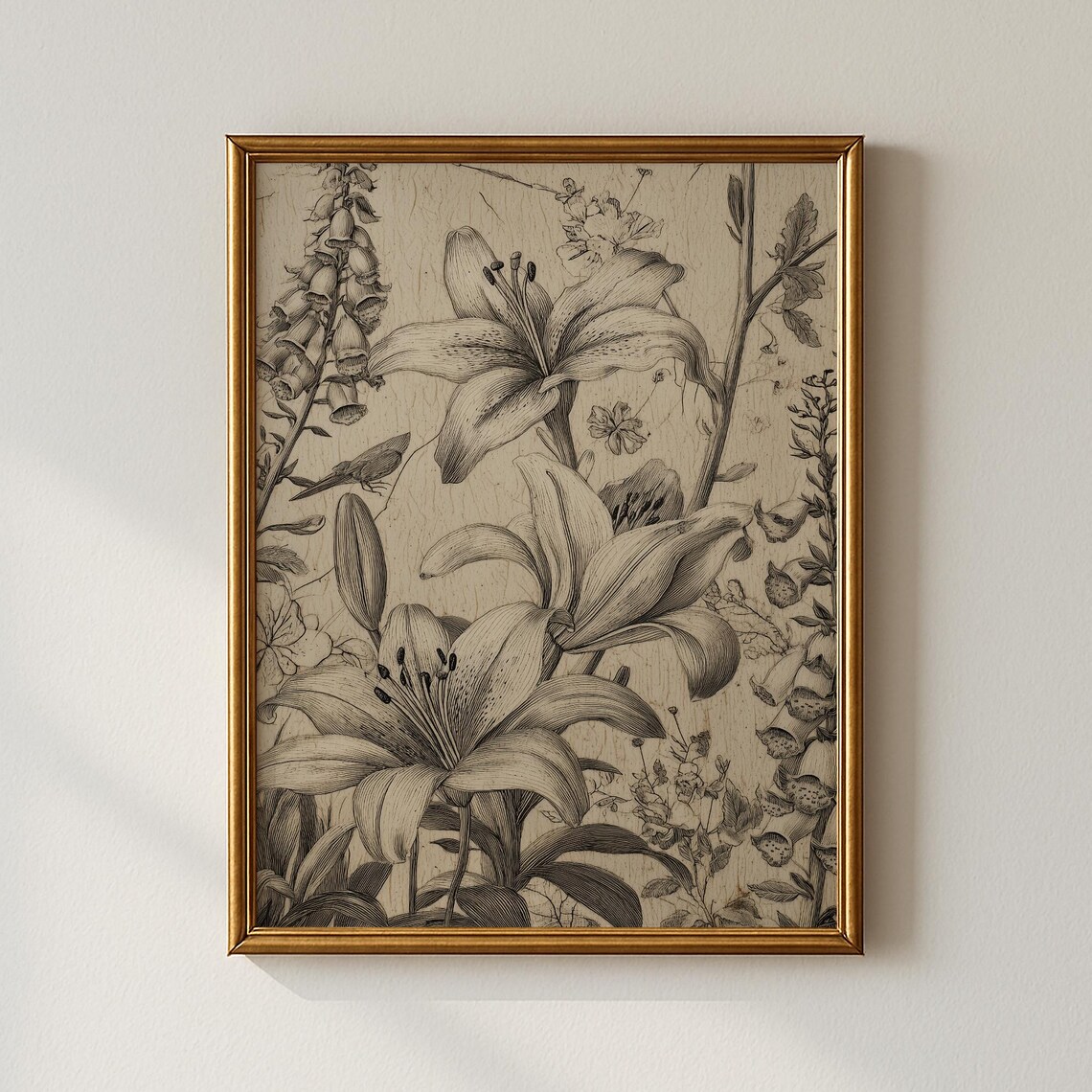 Vintage Lily Print Botanical Bedroom Wall Art Collected Prints Cpp657
