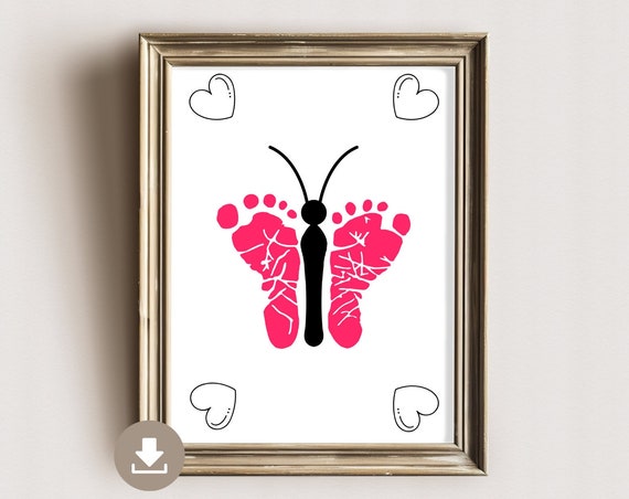 Footprint Picture Butterfly Gift From Children Baby Handprint Souvenir Din A4 Poster