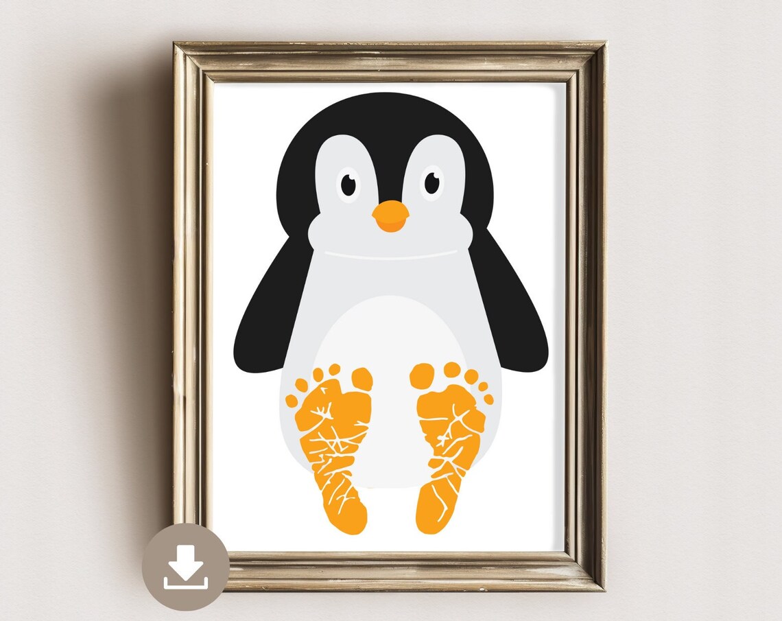 Penguin Footprint Art Print, Baby Souvenir Memory
