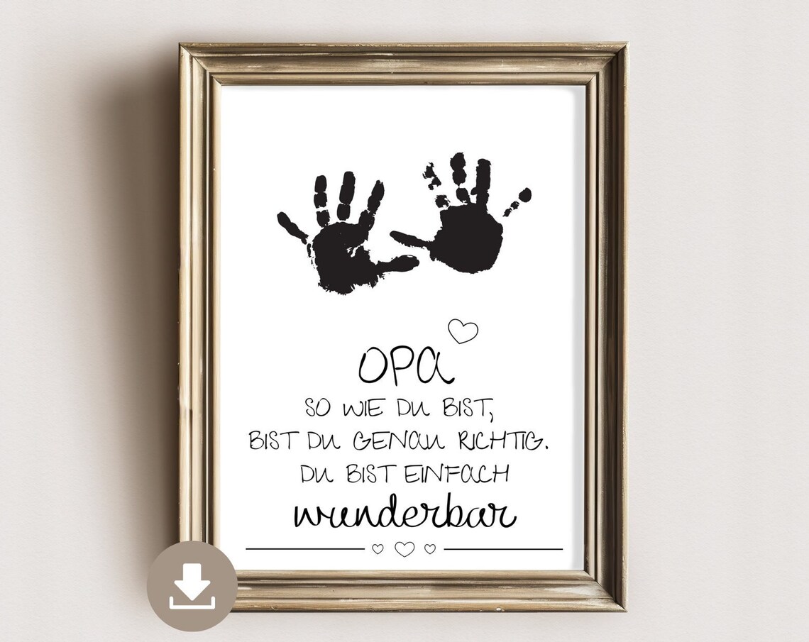 Handprint Picture for Grandpa, Grandparent Gift Art Print