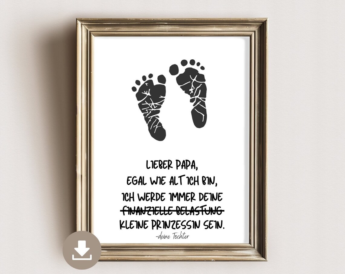 Funny Dad Quote Footprint Gift From Daughter Keepsake Art Poster
