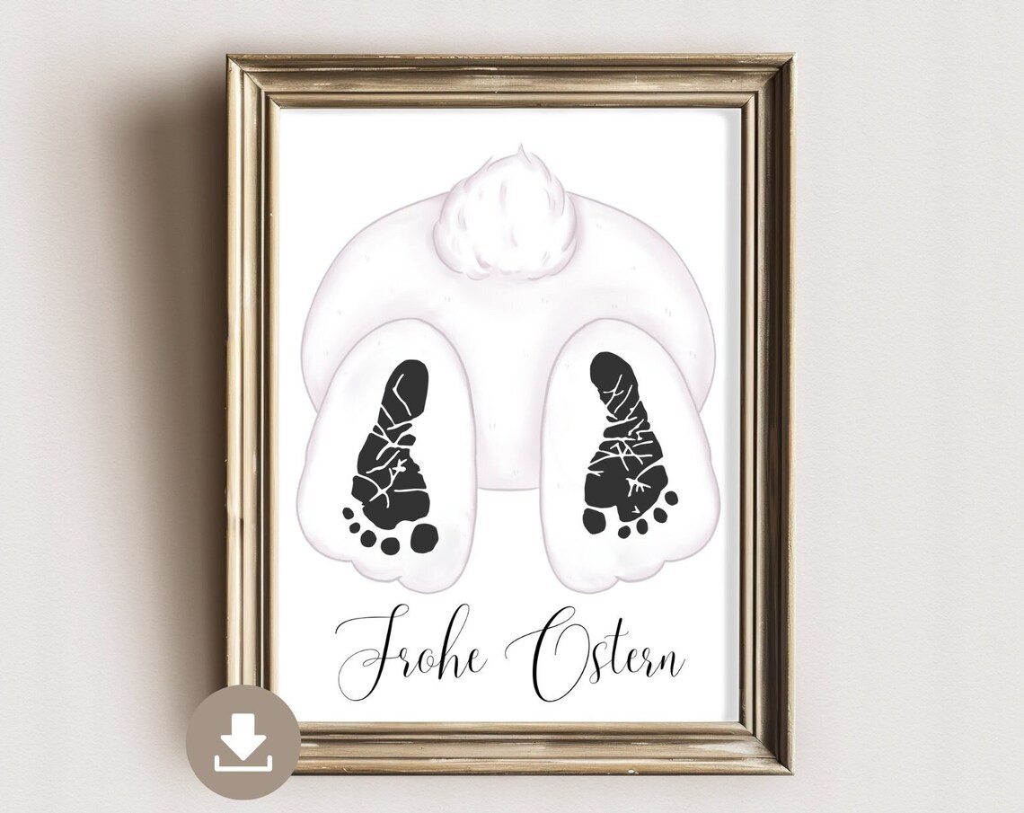 Easter Bunny Footprint Art Print, Keepsake Memory