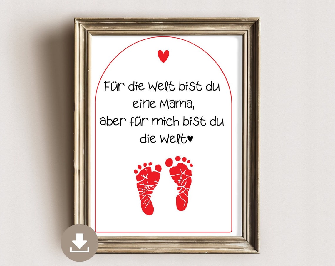 You Are My World Mom Quote Footprint Baby Keepsake Art Poster