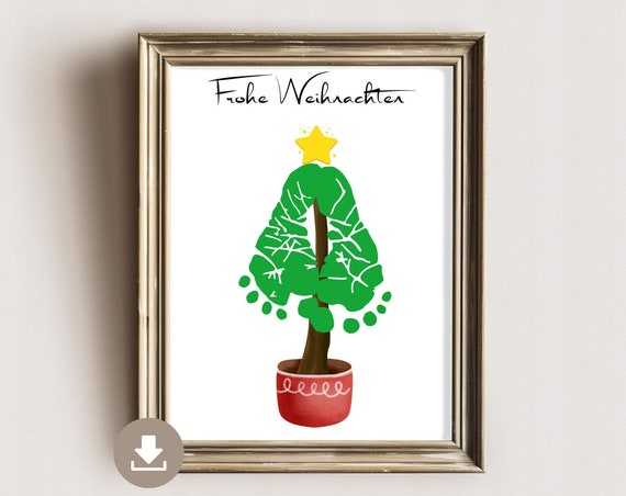 Footprint Christmas Tree Keepsake Art Print