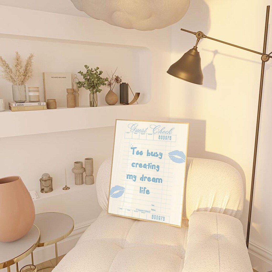 Too Busy Creating My Dream Life Blue Guest Check Quote Poster - Image 2