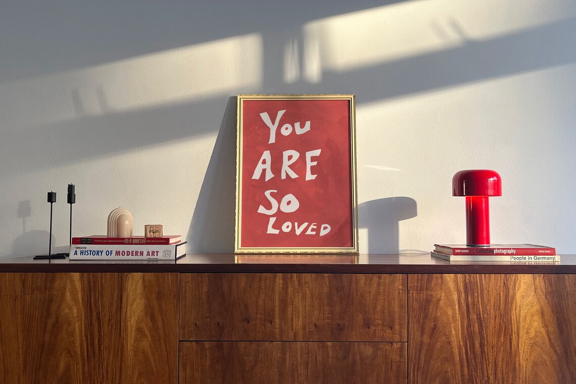You Are So Loved Typography Quote Poster, Mid-Century - Image 2