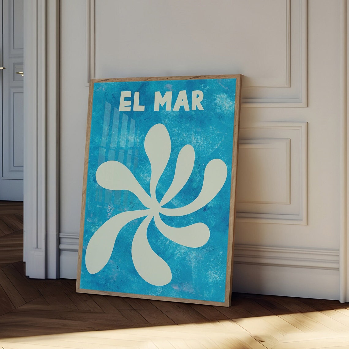 El Mar Cream Coral Emblem On Bright Blue Coastal Typography Poster - Image 3