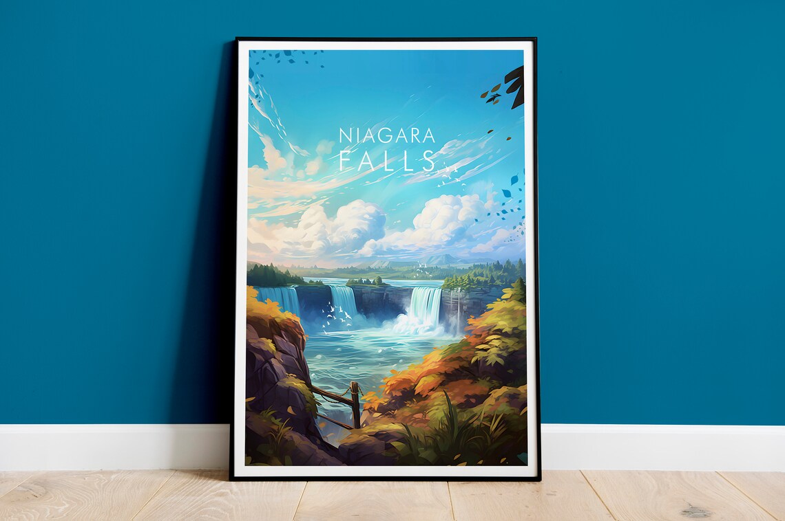 Niagara Falls Travel Poster, Modern Wall Art Print