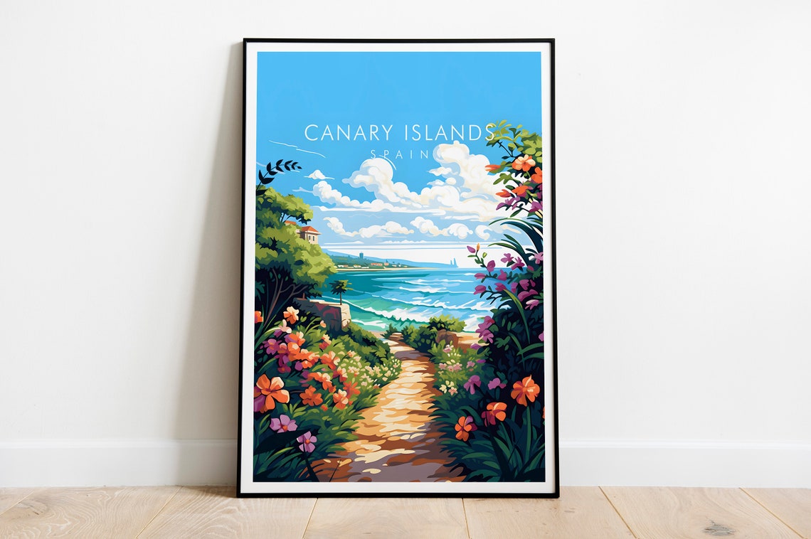 Canary Islands Spain Blossom Trail Seaside Garden Scenic Art Poster - Image 2