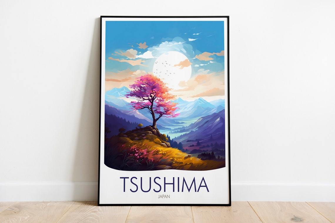 Tsushima Japan Cherry Blossom Mountain Tree Blossom View Poster - Image 2