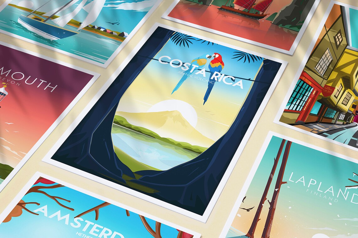 Costa Rica Travel Poster, Abstract Modern Art Print - Image 3