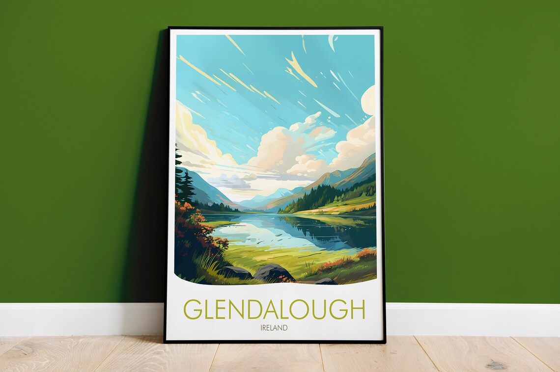 Glendalough Ireland Peaceful Valley Lake Mountain Landscape Poster