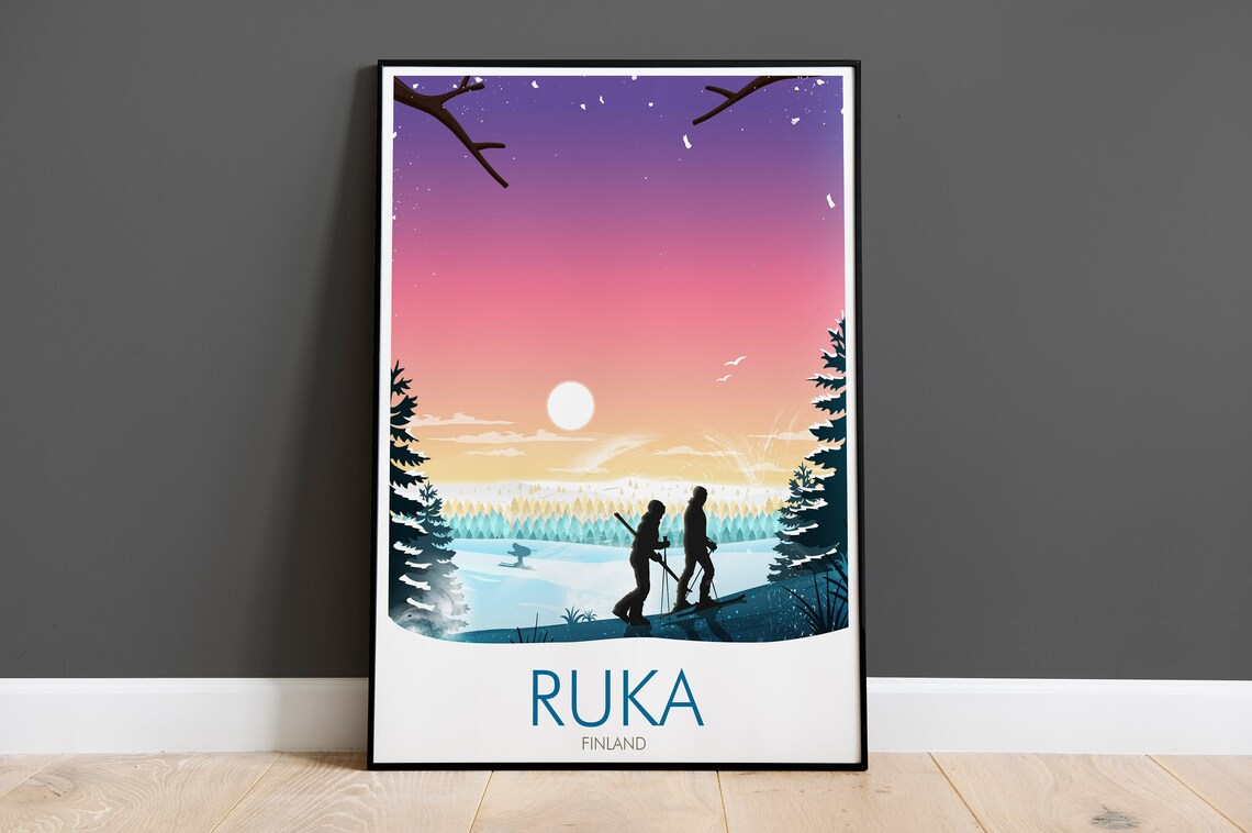 Finland Print Ruka, Abstract Modern Travel Poster