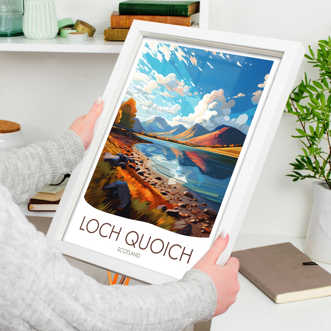 Loch Quoich Scotland Autumn Lakeshore Highland Mountains Poster - Image 4