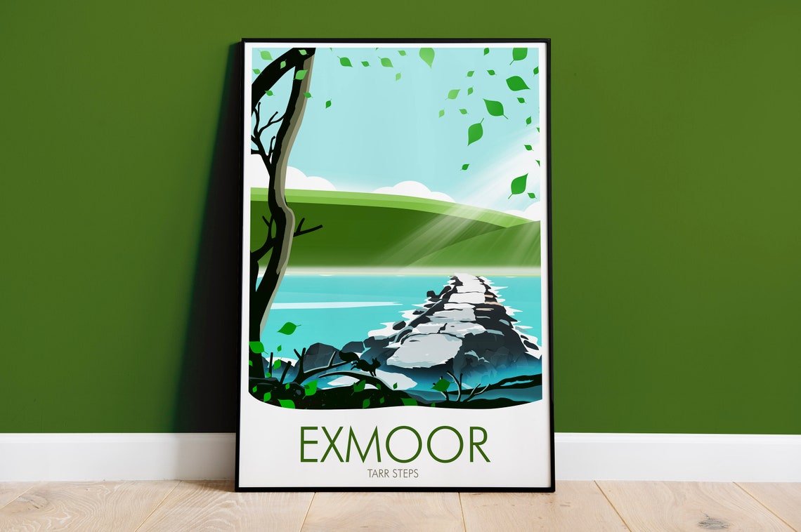 Exmoor Tarr Steps Ancient Stone Clapper Bridge Travel Poster