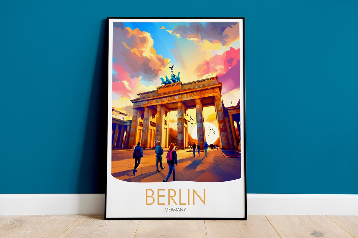 Berlin Germany Brandenburg Gate Sunrise Morning City Art Poster