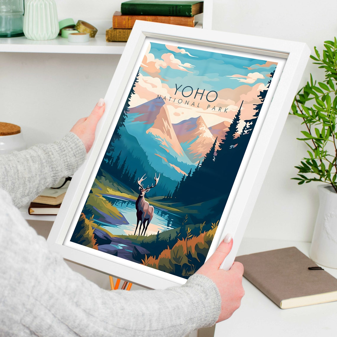 Yoho National Park Canada Elk Lake Mountains Vintage Nature Poster - Image 4